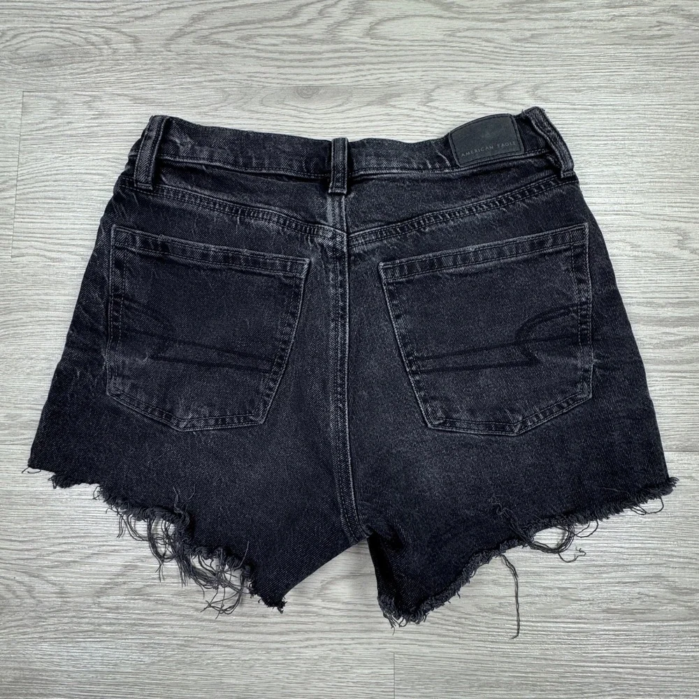 American Eagle Women's Denim Shorts AE Boyfriend Black Raw Hem Cutoff Small(?)